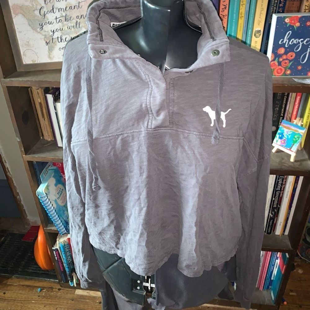 Victoria’s Secret Pink gray cropped Athleisure L pullover sweatshirt